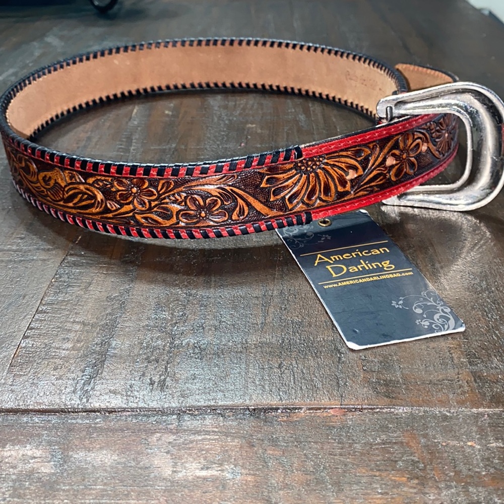 American Darling tooled leather Belt